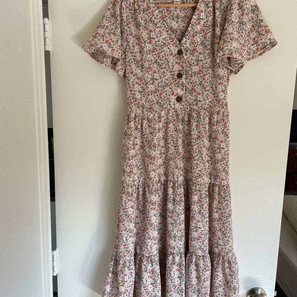 Floral Cottage Core Midi Dress